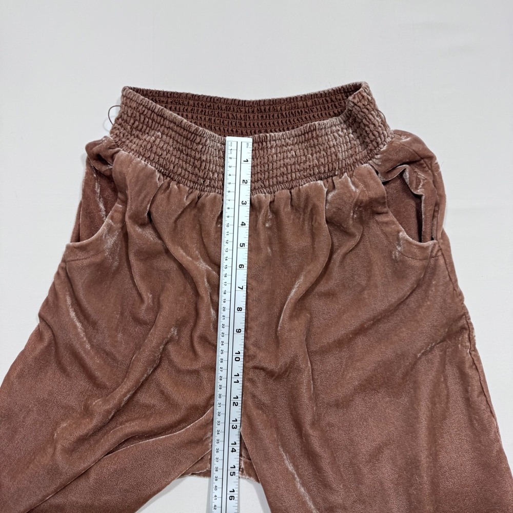 Anthropologie Gloria Velvet Jogger Pants Taupe Smocked Waist M Boho Athleisure - Picture 13 of 16